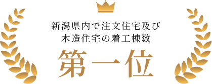 新潟県内で注文住宅及び
木造住宅の着工棟数 第一位