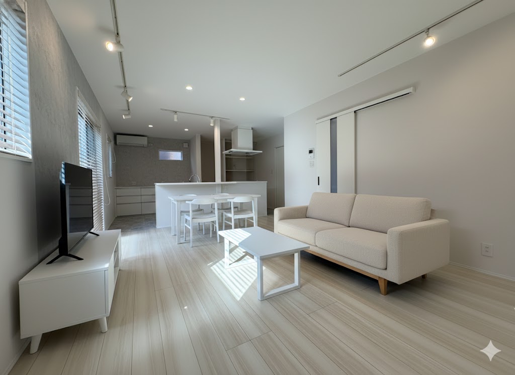 光と白で魅せる、開放感あふれるシンプルモダンのLDKリノベーション